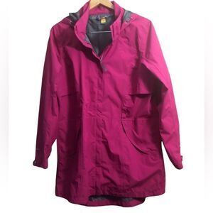 Eddie Bauer Travex Weatheredge Women’s Large Pink/Purple Trench Hooded Rain Coat